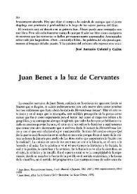 Benet a la luz de Cervantes
