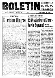 CNT : Boletín Interior del Movimiento Libertario Español en Francia. Segunda época, núm. 6, 21 de abril de 1945