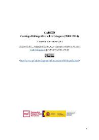 CABIGO : Catálogo Bibliográfico sobre Góngora (2000-2014)