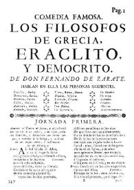 Los filosofos de Grecia, Eraclito, y Democrito [1762]