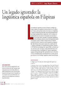 Un legado ignorado: la lingüística española en Filipinas