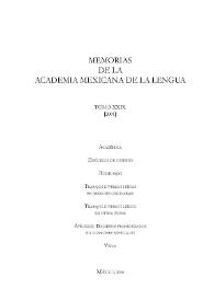 Memorias de la Academia Mexicana de la Lengua. Tomo 29 [2001]