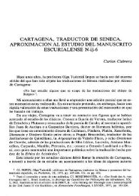 Cartagena, traductor de Séneca. Aproximación al estudio del manuscrito escurialense N-ij-6