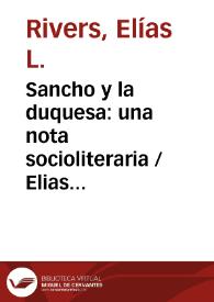 Sancho y la duquesa: una nota socioliteraria