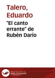 'El canto errante' de Rubén Darío