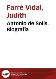 Antonio de Solís. Biografía