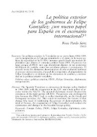 La política exterior de los gobiernos de Felipe González. ¿Un nuevo papel para España en el escenario internacional?