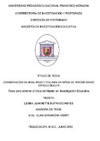 Conservación de masa, peso y volumen en niños de tercer grado en Tegucigalpa
