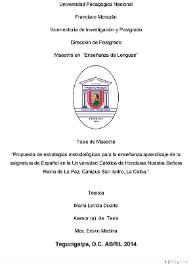 Propuesta de estrategias metodológicas para la enseñanza aprendizaje de la asignatura de Español en la Universidad Católica de Honduras Nuestra Señora Reina de La Paz, Campus San Isidro, La Ceiba