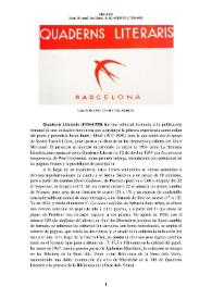Quaderns Literaris (Barcelona, 1934-1938) [Semblanza]