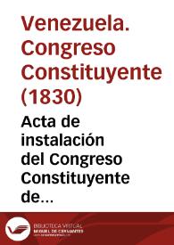 Acta de instalación del Congreso Constituyente de Venezuela