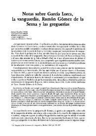 Notas sobre García Lorca, la vanguardia, Ramón Gómez de la Serna y las greguerías