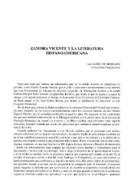 Zamora Vicente y la literatura hispanoamericana
