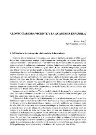 Alonso Zamora Vicente y la Academia Española