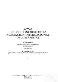 Actas del Octavo Congreso de la Asociación Internacional de Hispanistas : celebrado en Brown University, Providence Rhode Island, del 22 al 27 de agosto de 1983  