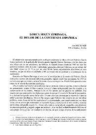 Lorca  según Zurinaga, el dolor de la contienda española