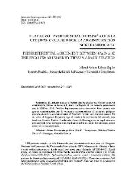 El acuerdo preferencial de España con la CEE (1970) evaluado por el gobierno norteamericano