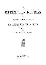 La imprenta en Filipinas : adiciones y observaciones a 