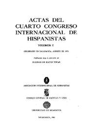Actas del Cuarto Congreso de la Asociación Internacional de Hispanistas : celebrado en Salamanca, agosto de 1971