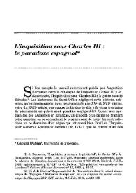 L'inquisition sous Charles III : le paradoxe espagnol