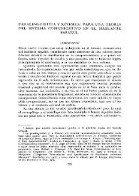 Paralingüística y kinésica: para una teoría del sistema comunicativo en el hablante español