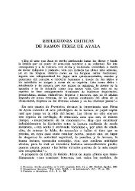 Reflexiones críticas de Ramón Pérez de Ayala 