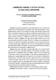 Lingüística forense y crítica textual. El caso Ayala-Cervantes
