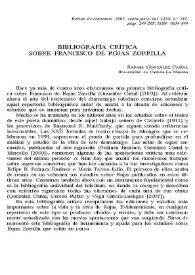 Bibliografía crítica sobre Francisco de Rojas Zorrilla