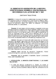 El derecho de asociación en la historia constitucional española, con particular referencia a las leyes de 1887 y 1964