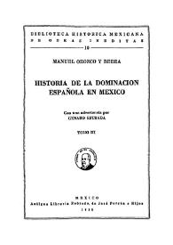 Historia de la dominación española en México. Tomo III