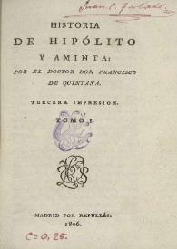Historia de Hipólito y Aminta. Tomo I