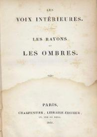 Les vois intérieures. Les rayons et les ombres