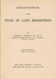 Introduction to the study of Latin inscriptions