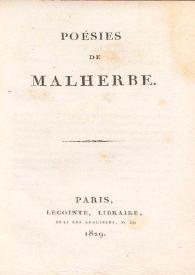Poésies de Malherbe