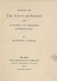 Essays on the study of poetry and a guide to english literature