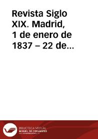 Revista Siglo XIX. Madrid, 1 de enero de 1837 – 22 de marzo de 1838 [Selección de ilustraciones] 