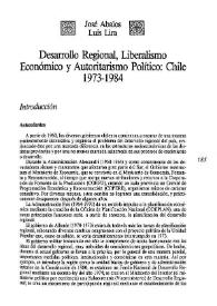 Desarrollo regional, liberalismo económico, autoritarismo político: Chile, 1973-1984