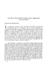 Algunas precisiones sobre Fray Fernando de Talavera