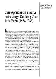 Correspondencia inédita entre Jorge Guillén y Juan Ruiz Peña (1934-1983)