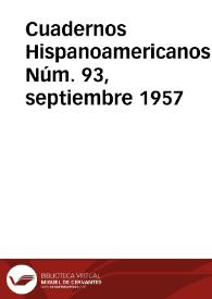 Cuadernos Hispanoamericanos. Núm. 93, septiembre 1957