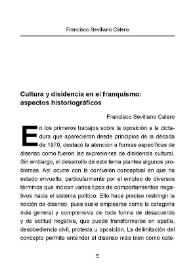 Cultura y disidencia en el franquismo: aspectos historiográficos