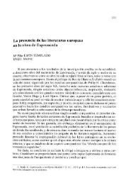 La presencia de las literaturas europeas en la obra de Espronceda