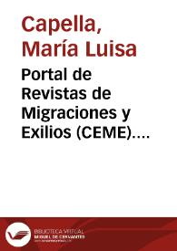 Portal de Revistas de Migraciones y Exilios (CEME). Presentación