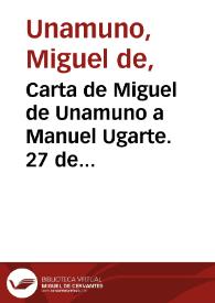 Carta de Miguel de Unamuno a Manuel Ugarte. 27 de octubre de 1902