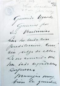 Carta de Amado Nervo a Manuel Ugarte. San Sebastián, 29 de julio de 1907