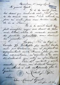 Carta de Roberto Payró a Manuel Ugarte. Barcelona, 15 de marzo de 1908