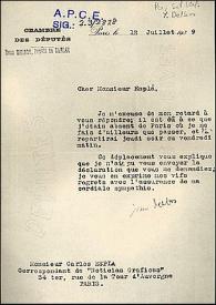Carta de Yvon Delbos a Carlos Esplá. París, 12 de julio de 1939