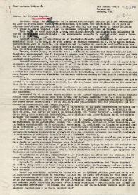Carta de José Antonio Balbontín a Juan Negrín. Londres, 1 de diciembre 1941