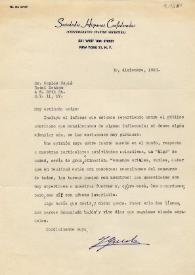 Carta de J. G. Malo a Carlos Esplá. Nueva York, 30 de diciembre de 1953