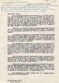 Carta de Carlos Esplá a las Sociedades Hispanas Confederadas. México D. F., 12 de enero de 1961